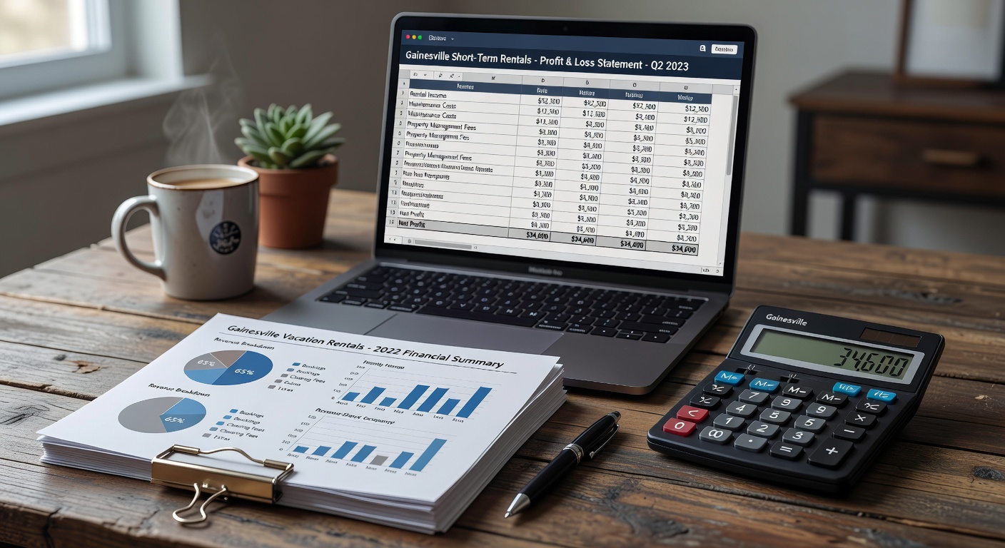 Ultra-realistic 8K image of a guest welcome package on a kitchen counter including local guidebook, snacks, water bottles, and handwritten welcome note in a Florida Airbnb