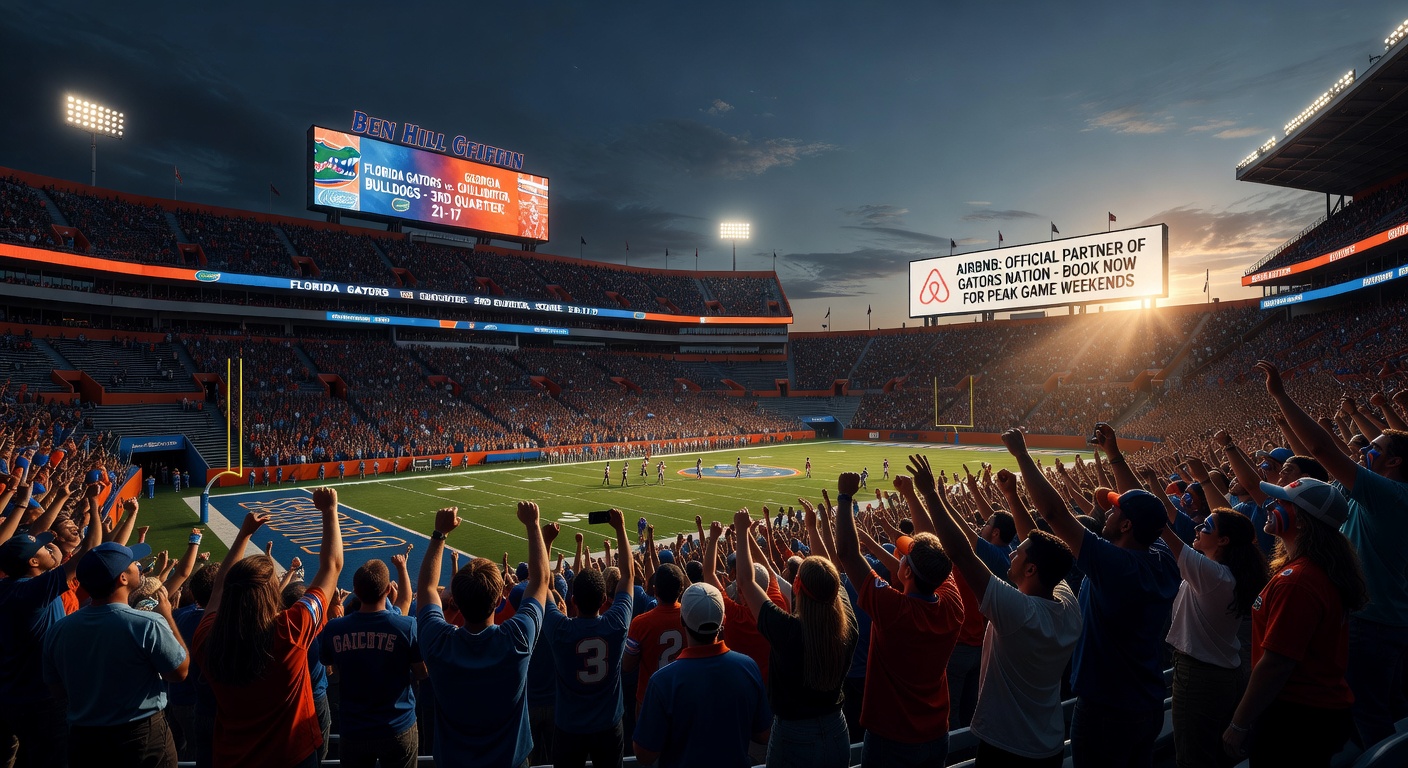 Photorealistic 8K aerial view of Paynes Prairie Preserve near Gainesville Florida highlighting outdoor attractions that drive short-term rental demand
