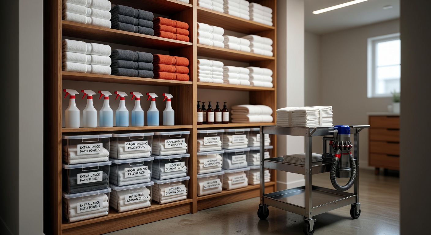 Professional 8K photo of a property management team meeting in a modern office discussing operational systems for multiple Gainesville short-term rentals