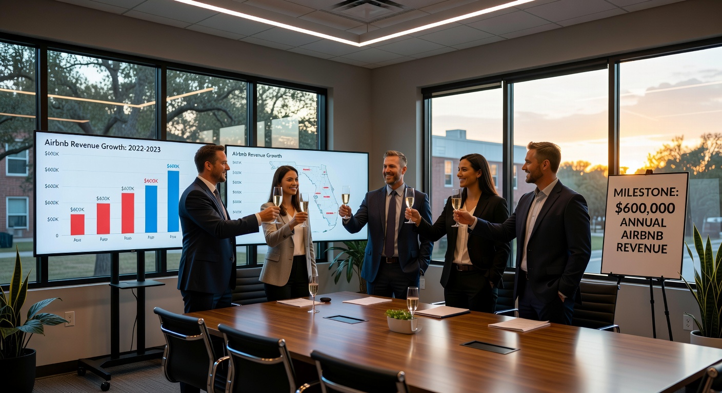 Ultra-realistic 8K seasonal comparison image showing the same Gainesville Airbnb property in busy football season versus quiet summer months, split screen professional photography