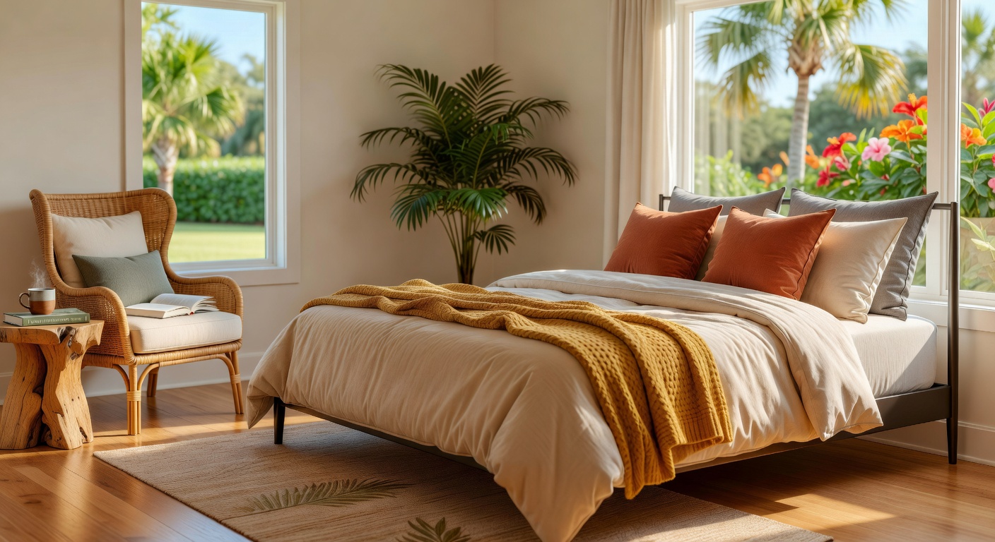 Aerial drone view of the University of Florida campus and surrounding vibrant Gainesville cityscape with iconic Ben Hill Griffin Stadium visible, clear blue sky, photorealistic 8K image